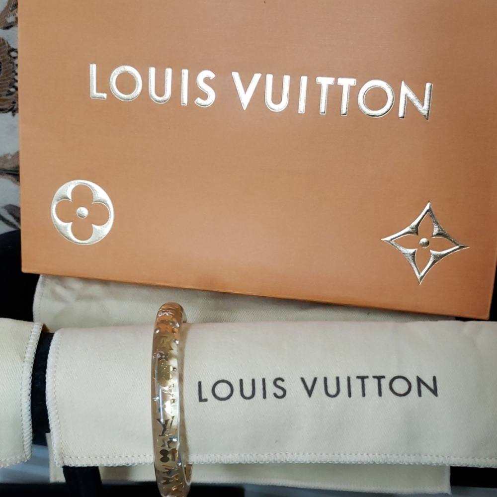 Louis Vuitton clear lucite resin bangle gold